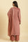 Salmon Pink Micro Velvet Embroidered Kurta, Pants And Dupatta Set