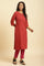 Rust Red Straight Solid Kurta