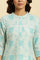 Cool Blue Printed Casual Kurta In Mandarin Collar