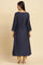 Blue Flared Embroidered Kurta