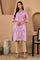 Purple Floral Printed Metallic Sequined Organza Festive Straight Kurta