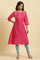 Dark Pink Embroidered A-Line Festive Kurta