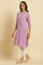 Light Purple Seer Sucker Embroidered Kurta