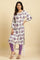 Ecru Relaxed Fit Straight Kurta With Purple Floral Print