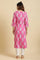 Pink Straight Kurta With Floral Print