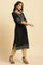 Black Embellished Straight Festive Kurta