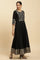 Black Panelled Embroidered Festive Dress