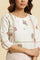 White Straight Kurta With Multi-Coloured Floral Print