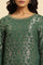 Green Rayon Jacquard Festive Kurta