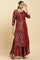 Maroon Rayon Jacquard Festive Kurta