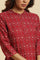 Maroon Printed Mandarin Collar Kurta