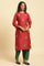 Red Chanderi Straight Kurta With Dori Embroidery