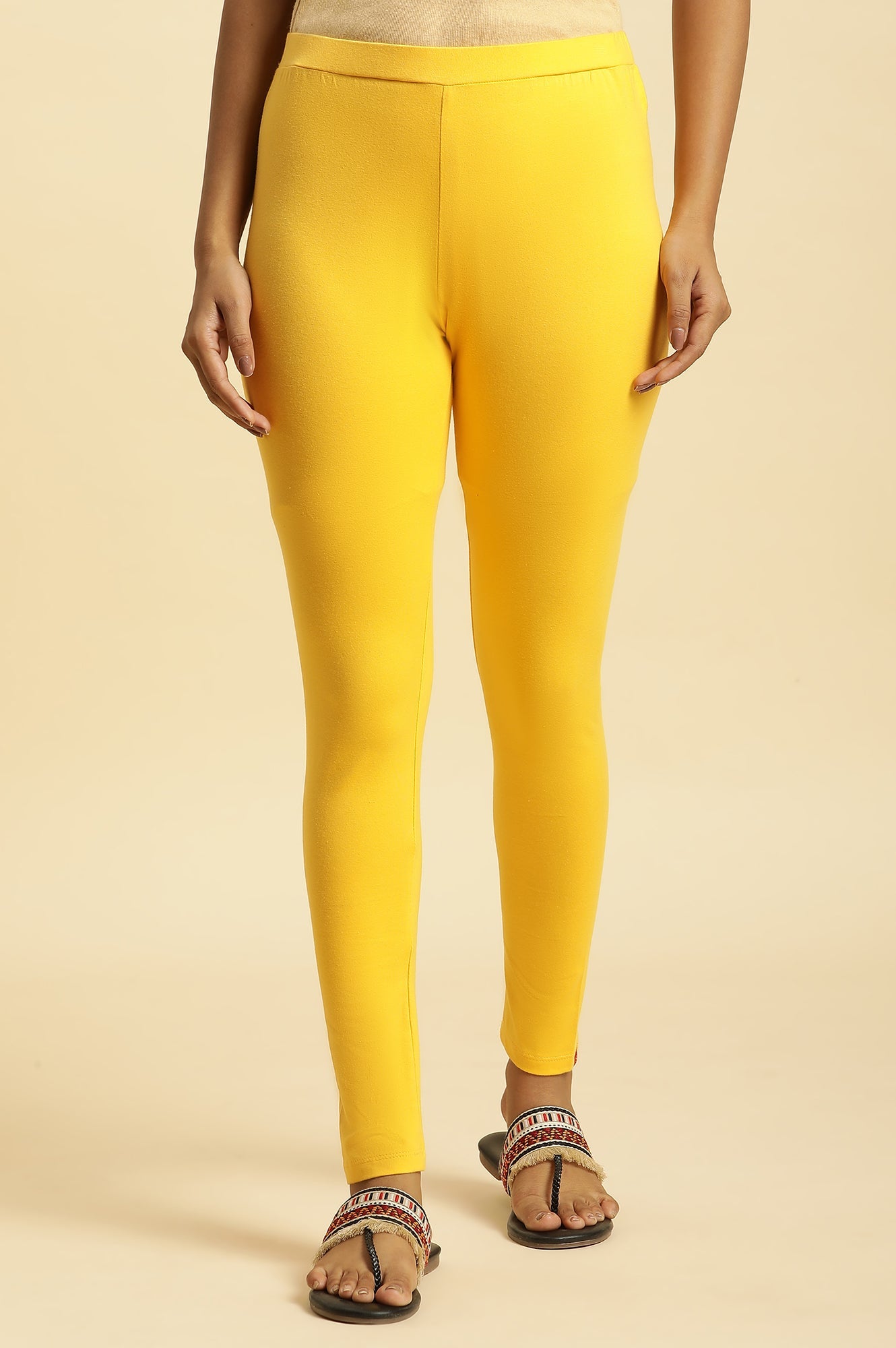 Yellow Cotton Jersey Lycra Tights