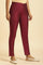 Dark Pink Solid Slim Pants