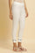 White Slim Pants With Embroidered Hemline