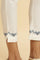 White Slim Pants With Embroidered Hemline