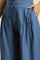 Blue Pleated Solid Parallel Pants