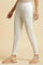 Off-White Cotton Flax Slim Pants With Lace At Hem