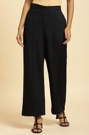 Navy Blue Pin Tuck Trouser Pants