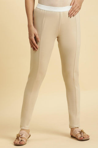 Beige Basic Western Wear Leggings