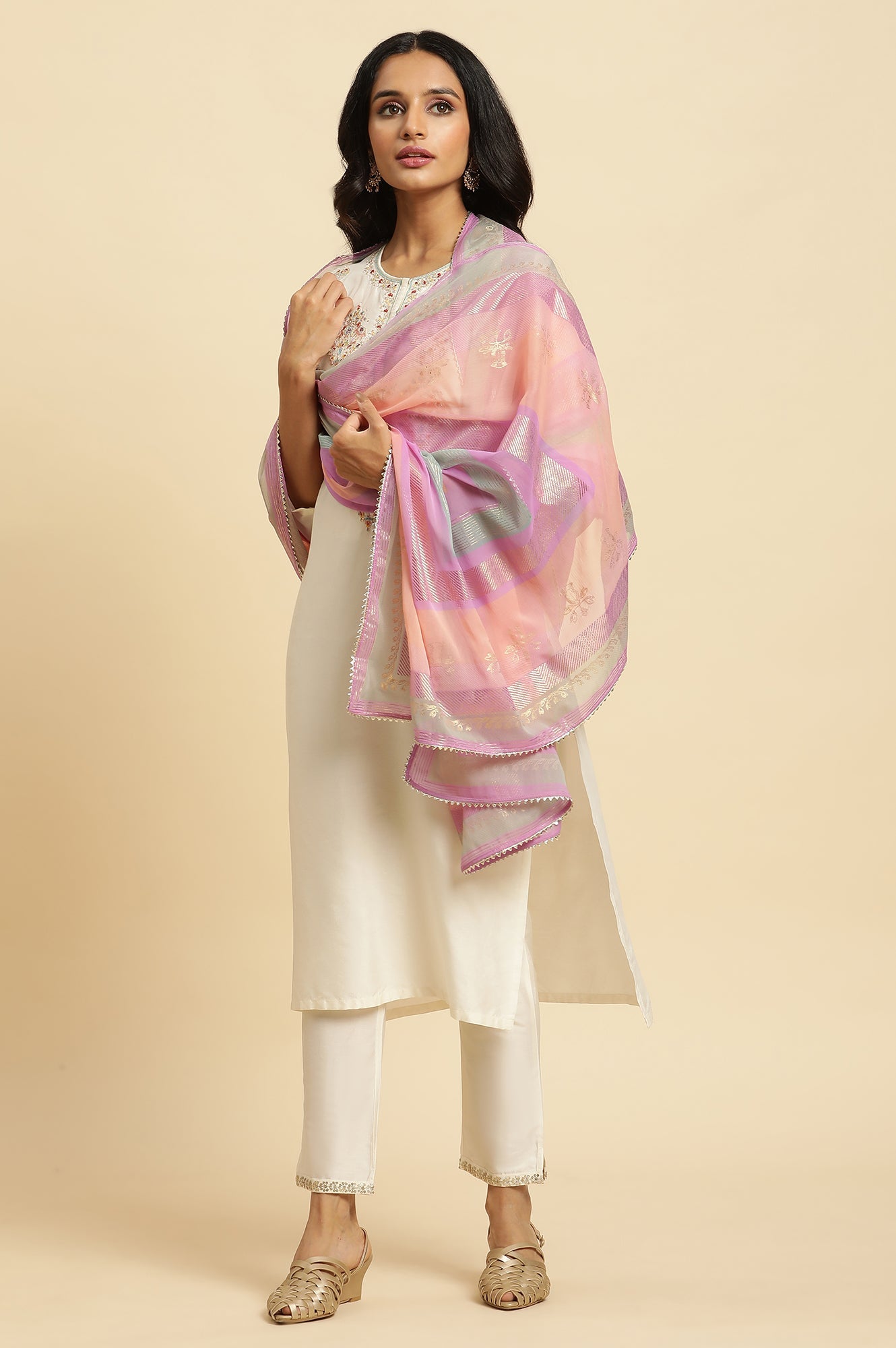 Lilac Printed Chiffon Dupatta