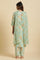 Light Green Floral Printed Kurta, Pants & Dupatta Set