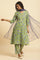 Light Green Floral Printed Kurta, Pants And Dupatta Set