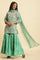 Mint Green Printed Short Kurta, Tiered Sharara And Dupatta