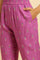 Purple Paisley Printed Gathered Kurta, Pants And Dupatta Set