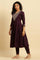 Purple Panelled Embroidered Kurta, Slim Pants And Dupatta Set