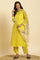 Lime Green Lace Work Kurta, Pants And Dupatta Set