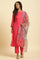 Pink Lace Work Kurta, Pants And Dupatta Set