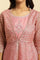 Pink Foil Printed Mock Layered Kurta And  Tights Set