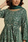 Dark Green Floral Printed Kurta, Pants & Dupatta Set