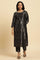 Black Rayon Jacquard Kurta And Pant Festive Set