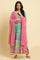 Teal Green Anarkali Printed Kurta, Tights And Dupatta Set