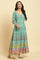 Teal Green Anarkali Printed Kurta, Tights And Dupatta Set