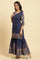 Blue Floral Printed Kurta, Sharara And Dupatta Set