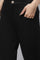 Black Solid Straight Fit Cotton Pants With Elasticated Back