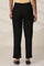 Black Solid Slim Fit Woven Pants With Elasticated Waist