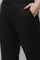 Black Solid Straight Fit Cotton Trousers With Lace Insert