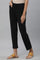 Black Solid Slim Fit Trousers With Elasticated Waist