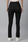 Black Solid Boot Cut Pants With Drawstring