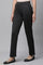 Black Solid Straight Fit Pants With Side Pockets