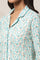 Blue Floral Printed Straight-fit Cotton Palazzo with Button Detail