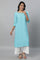 Blue Round Neck Casual kurta