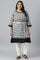 Black Checker Dobby Plus Size kurta With Belt