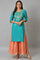 Green Embroidered Thread Work Straight Kurta