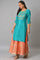 Green Embroidered Thread Work Straight Kurta