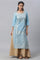 Blue Festive LIVA kurta, Skirt & Dupatta Set